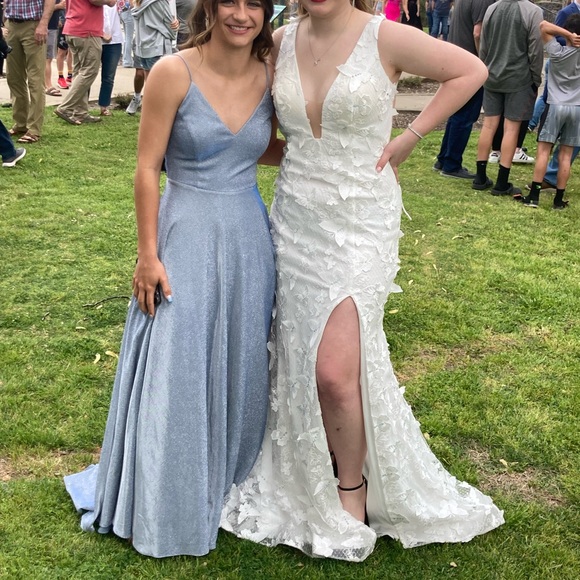 Glamour by Terani Couture ivory butterfly prom dress formal wedding dress Sz 6 - Picture 8 of 11